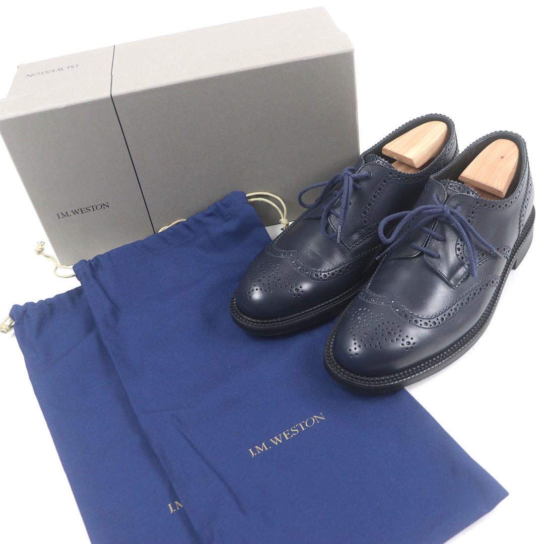Pristine J.M WESTON Dress shoes 4 Eyelet Derby Full brogue wingtip leather mens