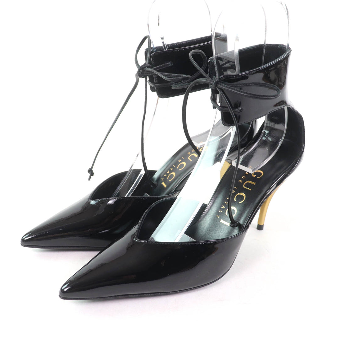 Pristine GUCCI pumps Pointed toe black Patent leather Women 36 721045