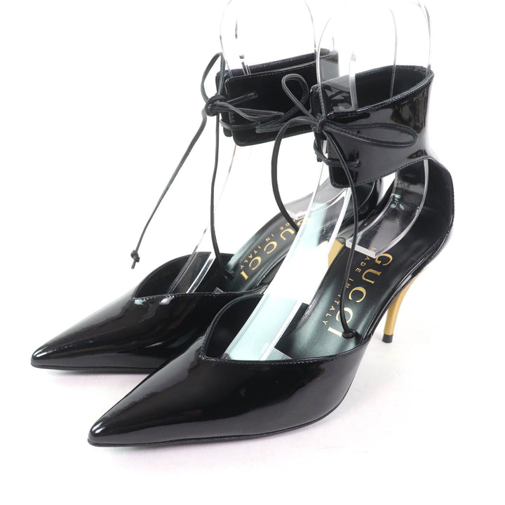 Pristine GUCCI pumps Pointed toe black Patent leather Women 36 721045