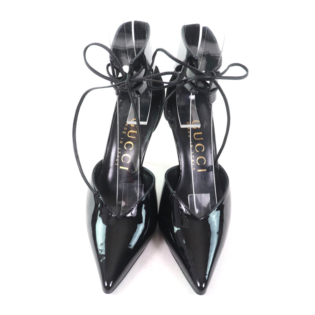 Pristine GUCCI pumps Pointed toe black Patent leather Women 36 721045