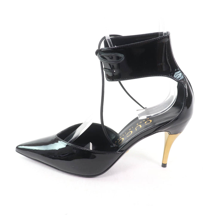 Pristine GUCCI pumps Pointed toe black Patent leather Women 36 721045
