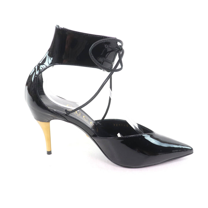 Pristine GUCCI pumps Pointed toe black Patent leather Women 36 721045