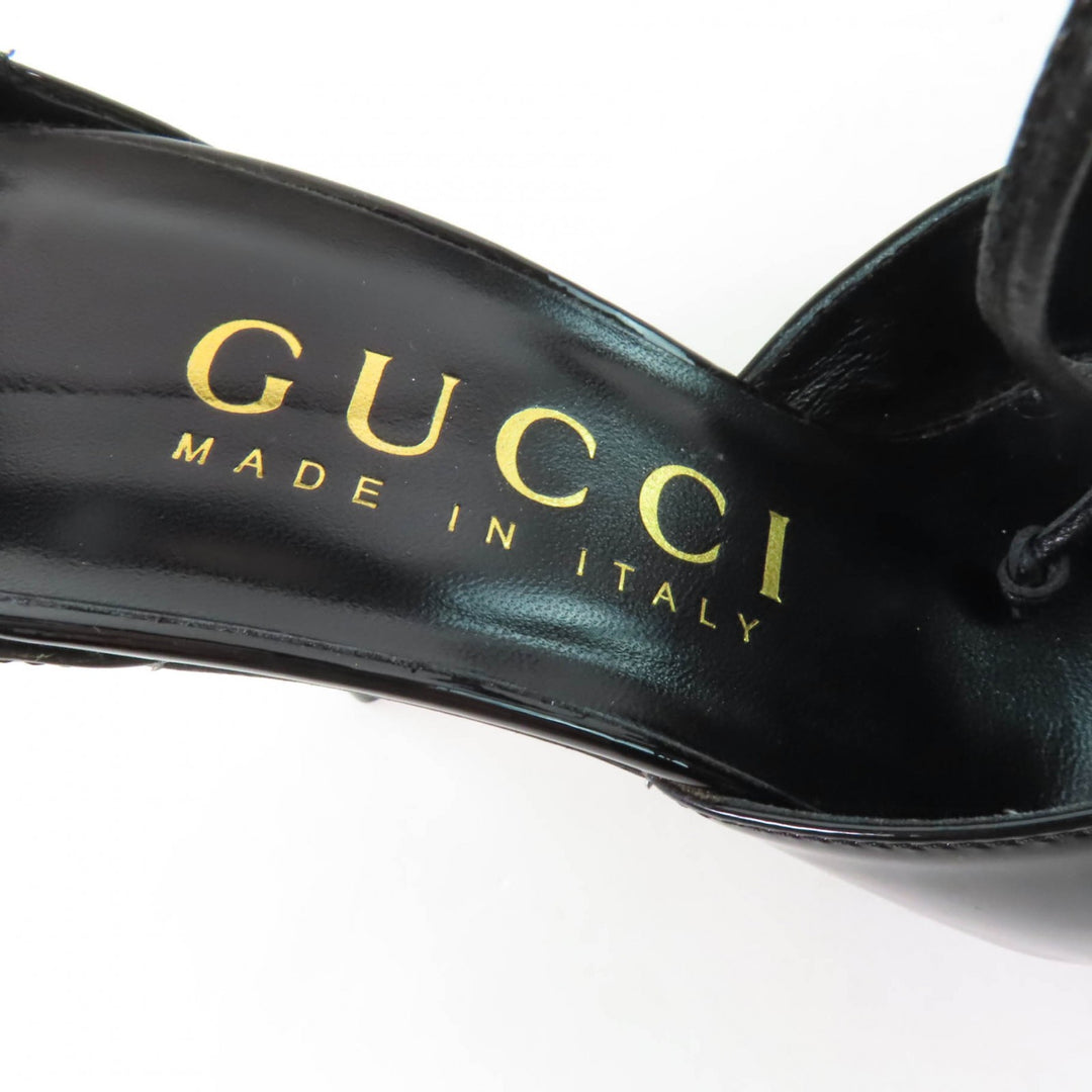 Pristine GUCCI pumps Pointed toe black Patent leather Women 36 721045