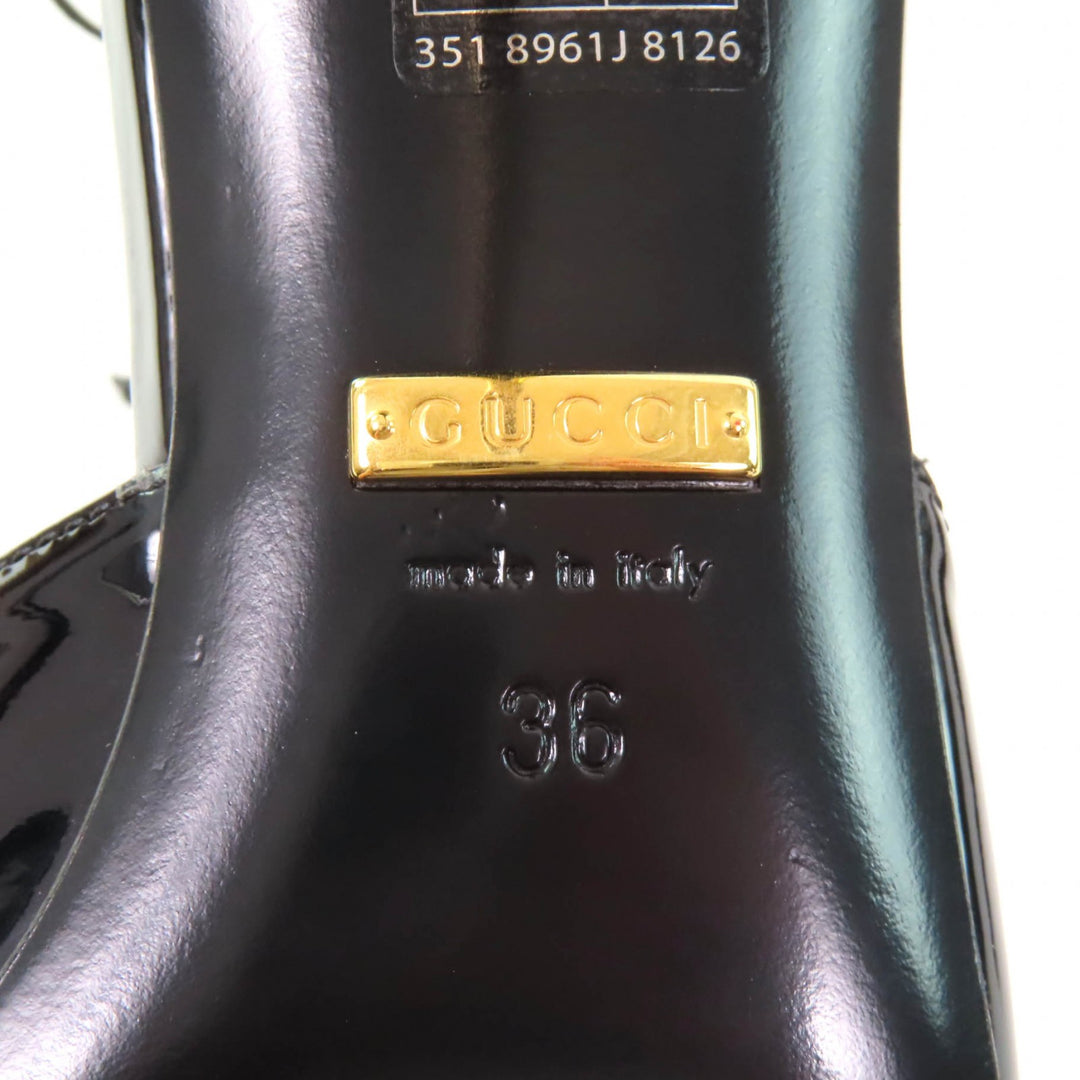 Pristine GUCCI pumps Pointed toe black Patent leather Women 36 721045