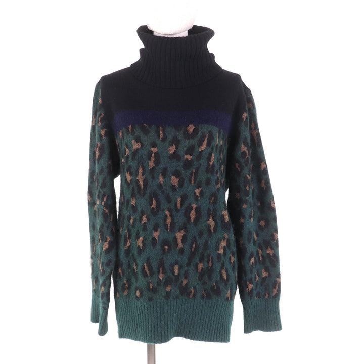 Excellent Sacai knit Leopard Pattern Turtleneck Long Sleeve Multi wool Women 1 19-04555