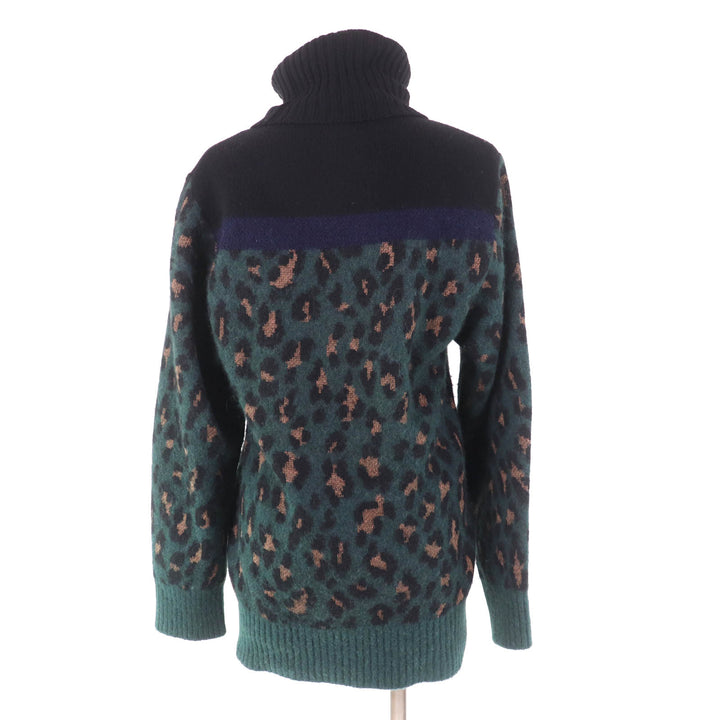 Excellent Sacai knit Leopard Pattern Turtleneck Long Sleeve Multi wool Women 1 19-04555