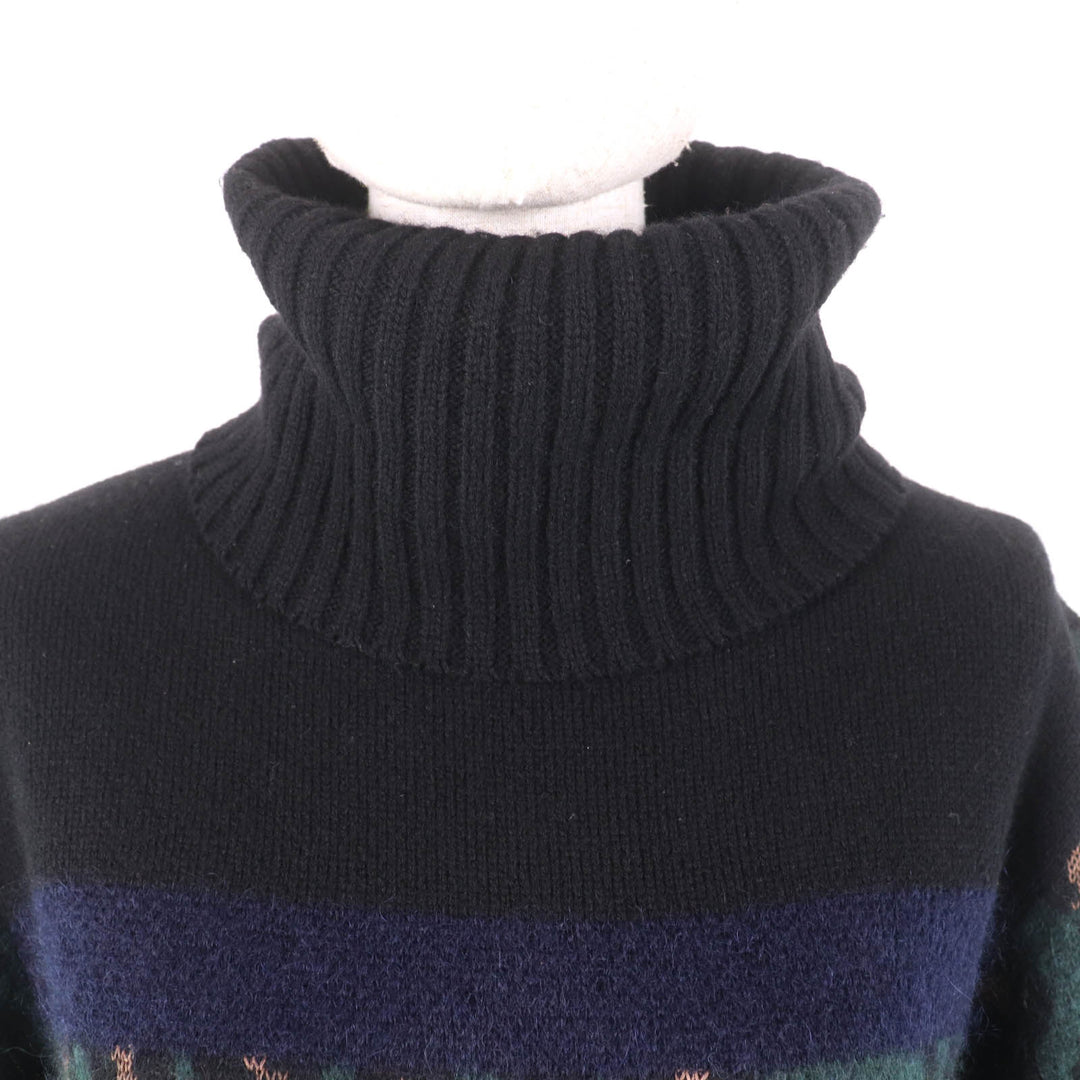 Excellent Sacai knit Leopard Pattern Turtleneck Long Sleeve Multi wool Women 1 19-04555