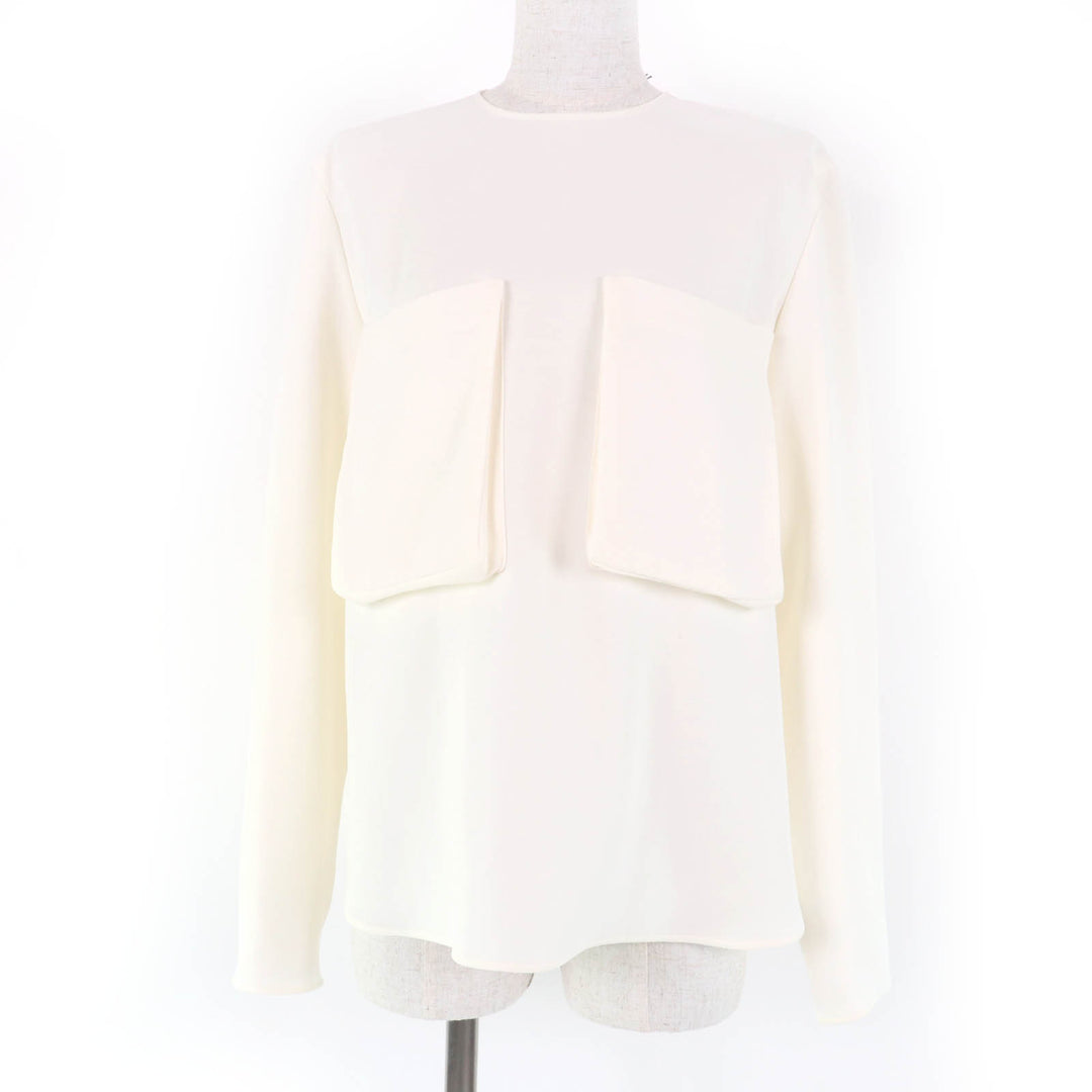 Pristine YOKO CHAN blouse Long sleeve with pocket Ivory polyester Women 36