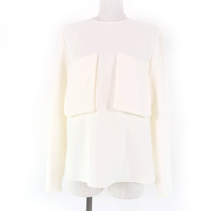 Pristine YOKO CHAN blouse Long sleeve with pocket Ivory polyester Women 36