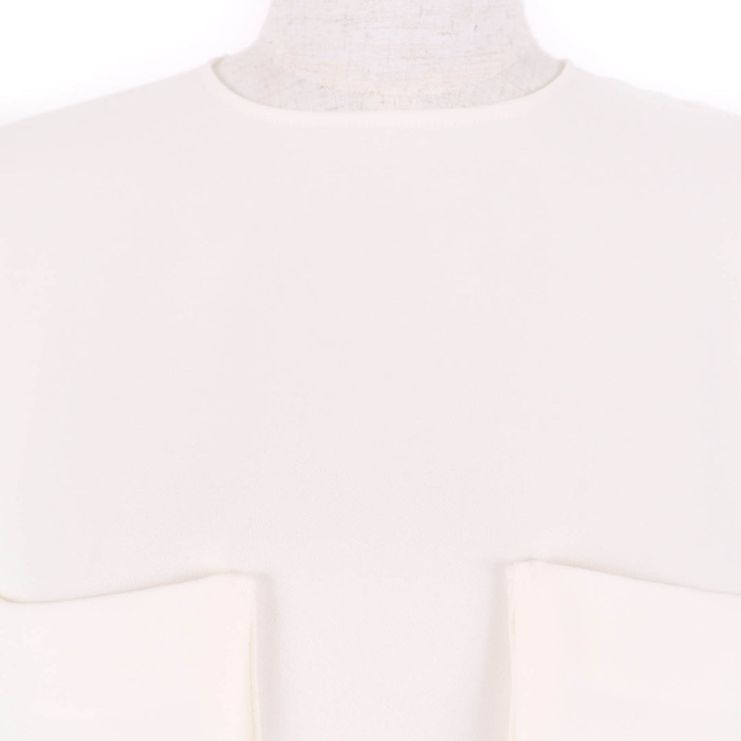 Pristine YOKO CHAN blouse Long sleeve with pocket Ivory polyester Women 36