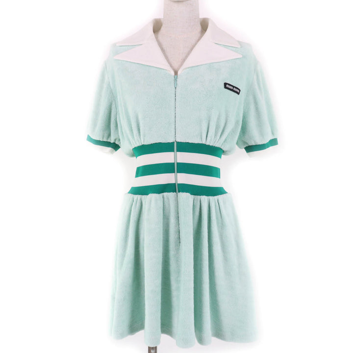 Great MIUMIU one piece Logo embroidered, pile, short sleeves green Women 40