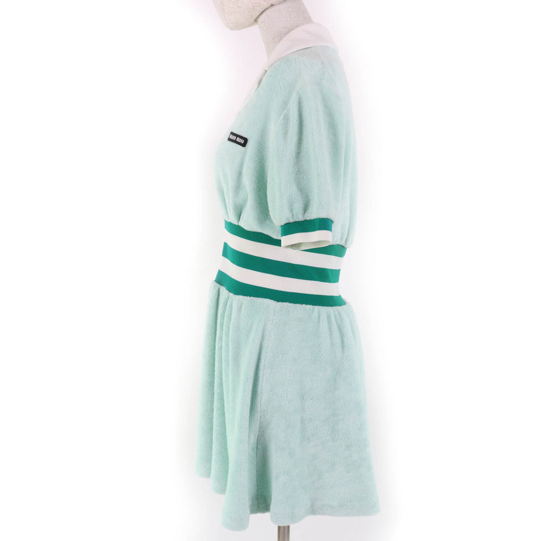 Great MIUMIU one piece Logo embroidered, pile, short sleeves green Women 40