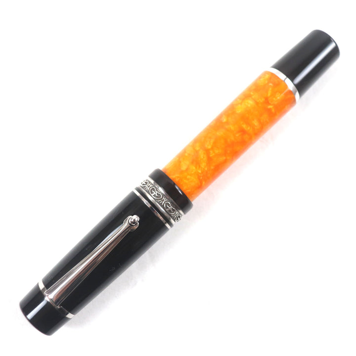 Excellent DELTA fountain pen Dolcevita Medium 33838 Orange Black Silver 14K mens