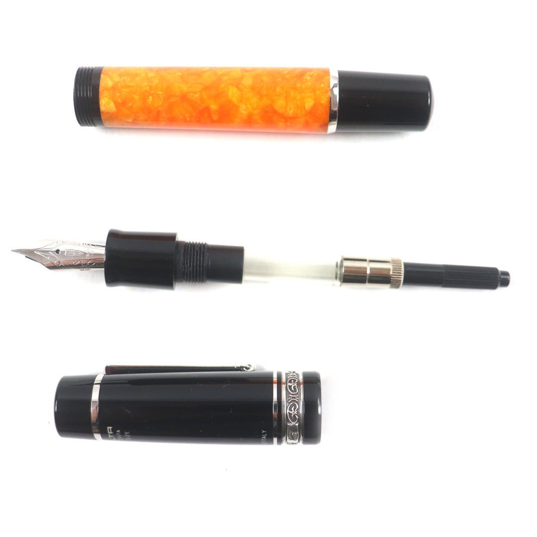 Excellent DELTA fountain pen Dolcevita Medium 33838 Orange Black Silver 14K mens