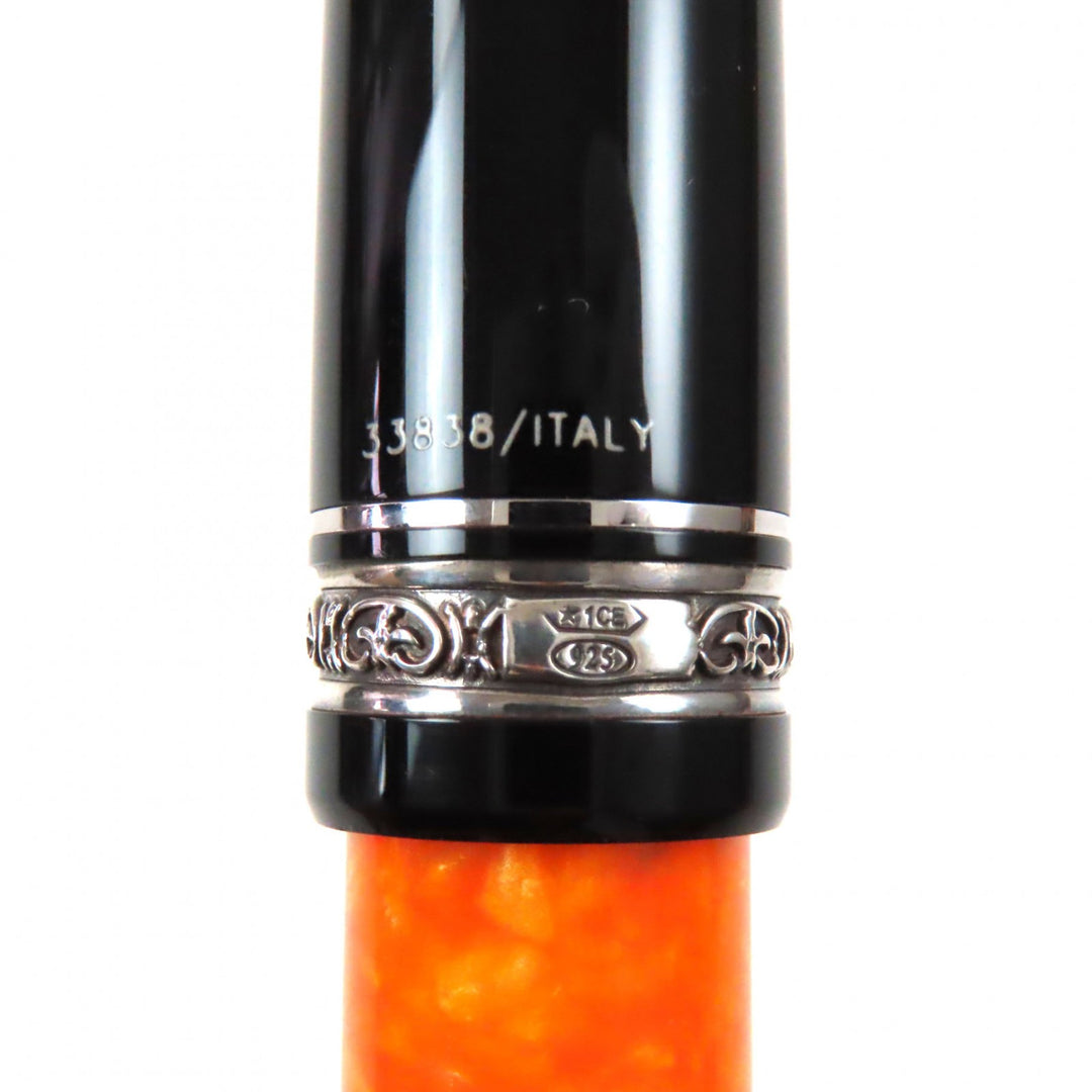 Excellent DELTA fountain pen Dolcevita Medium 33838 Orange Black Silver 14K mens