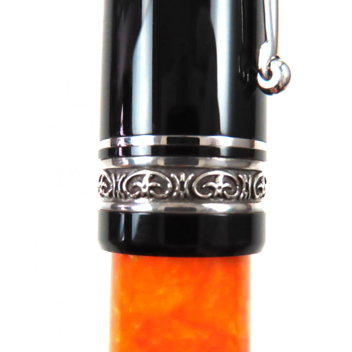 Excellent DELTA fountain pen Dolcevita Medium 33838 Orange Black Silver 14K mens