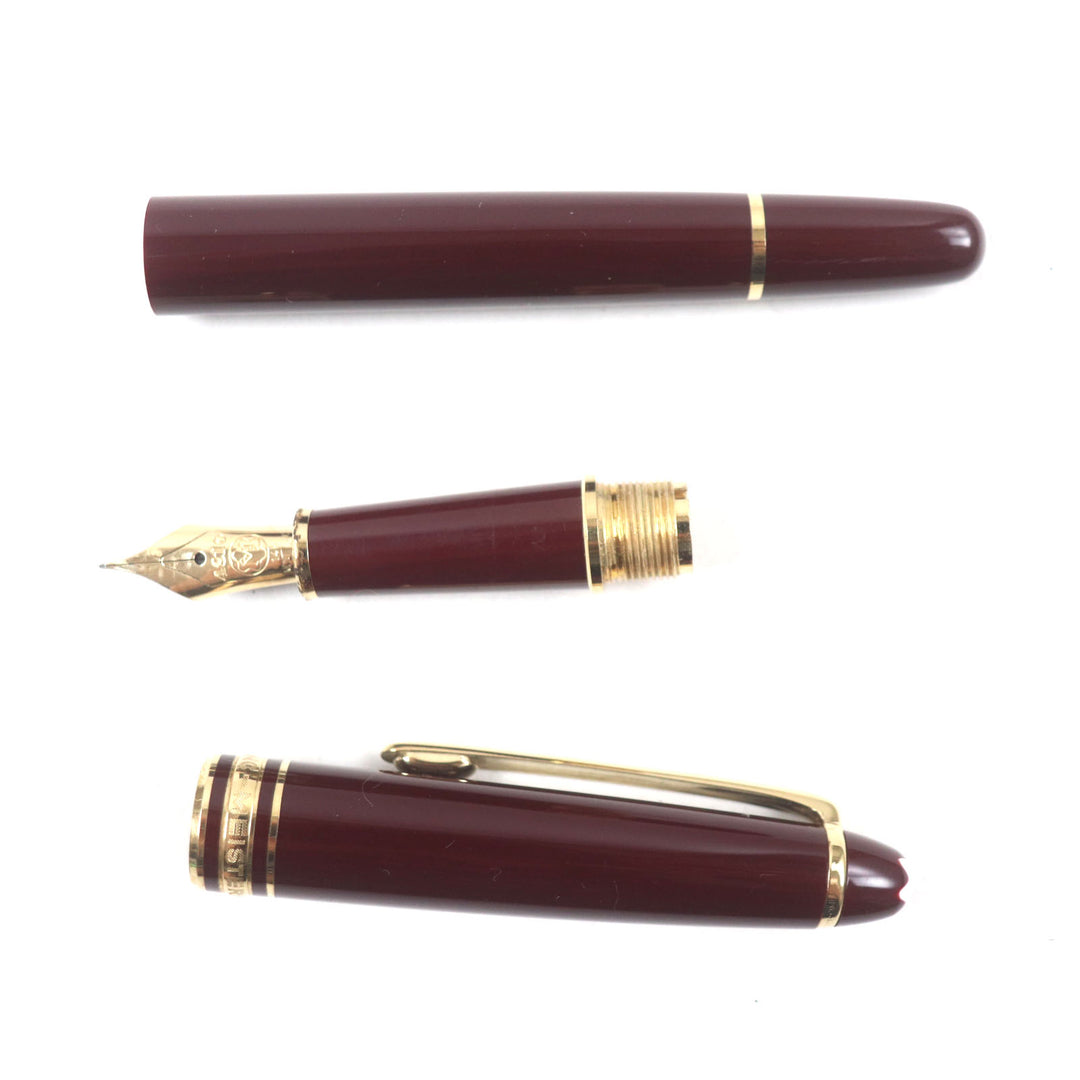 Very Good MONTBLANC fountain pen Meisterstck Classic white star Bordeaux gold 14K mens