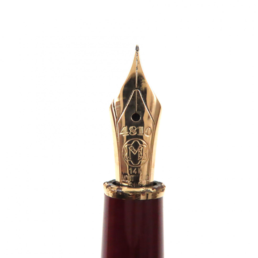 Very Good MONTBLANC fountain pen Meisterstck Classic white star Bordeaux gold 14K mens