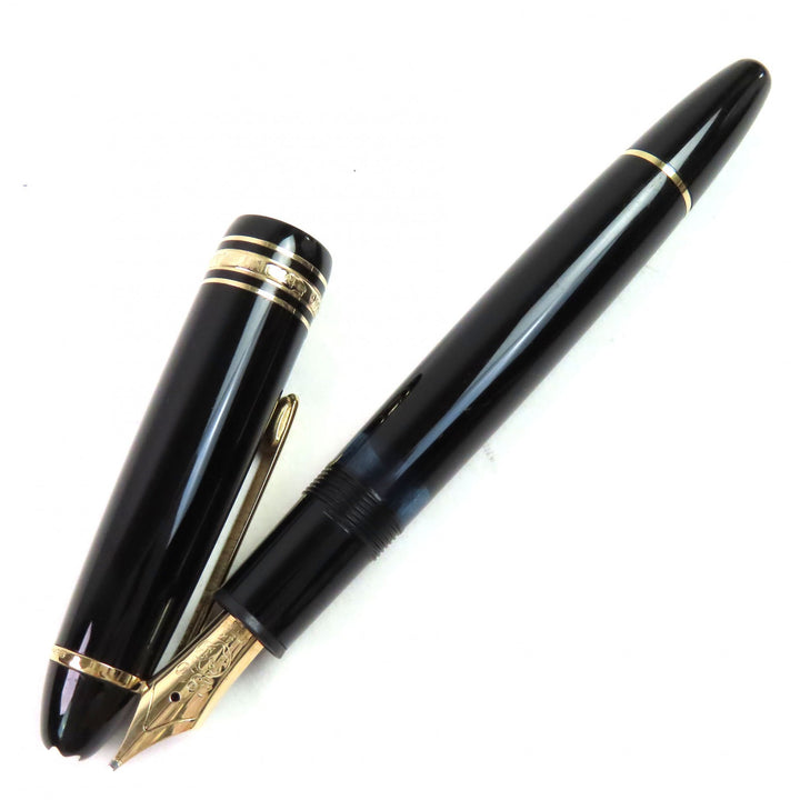 Very Good MONTBLANC fountain pen Meisterstck 146 white star Black gold 14K mens