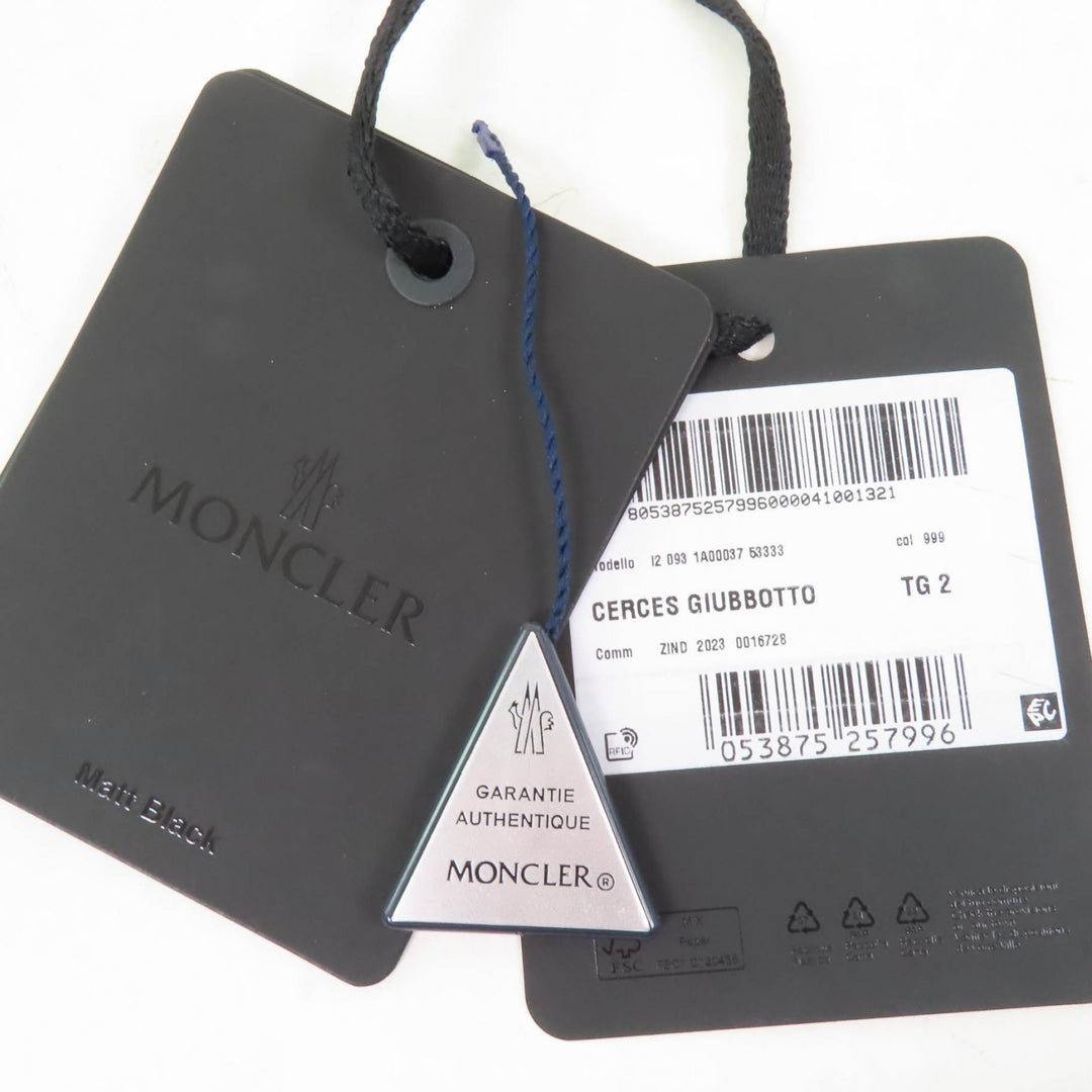 Excellent MONCLER Down jacket CERCES Logo patch with hood and front logo black
