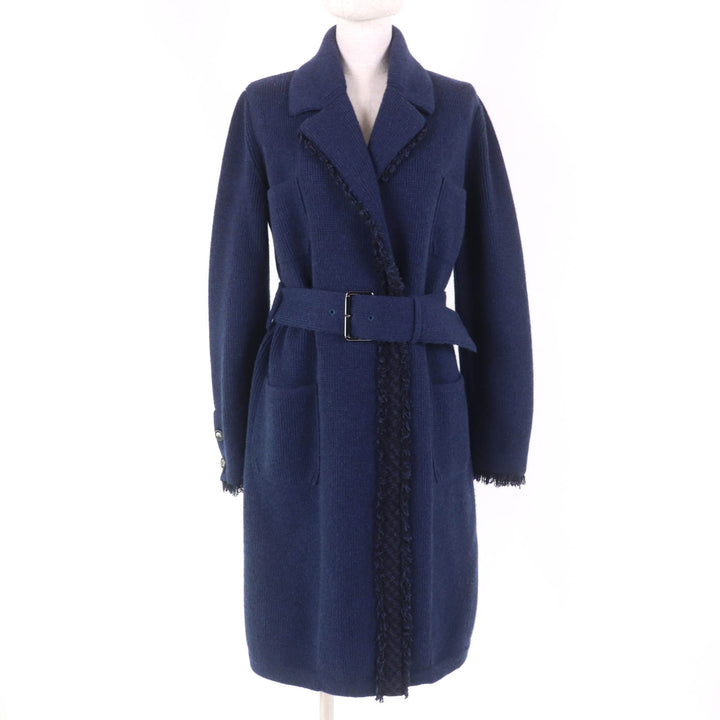 Excellent CHANEL coat GABRIELLE COCO Navy cashmere Women 38 17B P57290K07490
