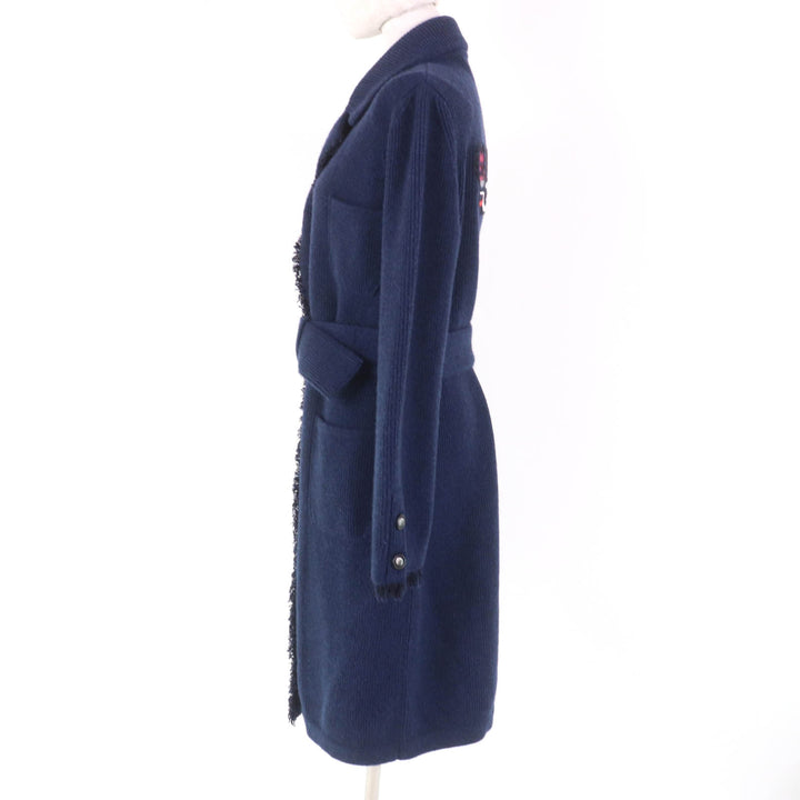 Excellent CHANEL coat GABRIELLE COCO Navy cashmere Women 38 17B P57290K07490