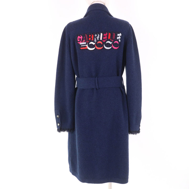 Excellent CHANEL coat GABRIELLE COCO Navy cashmere Women 38 17B P57290K07490