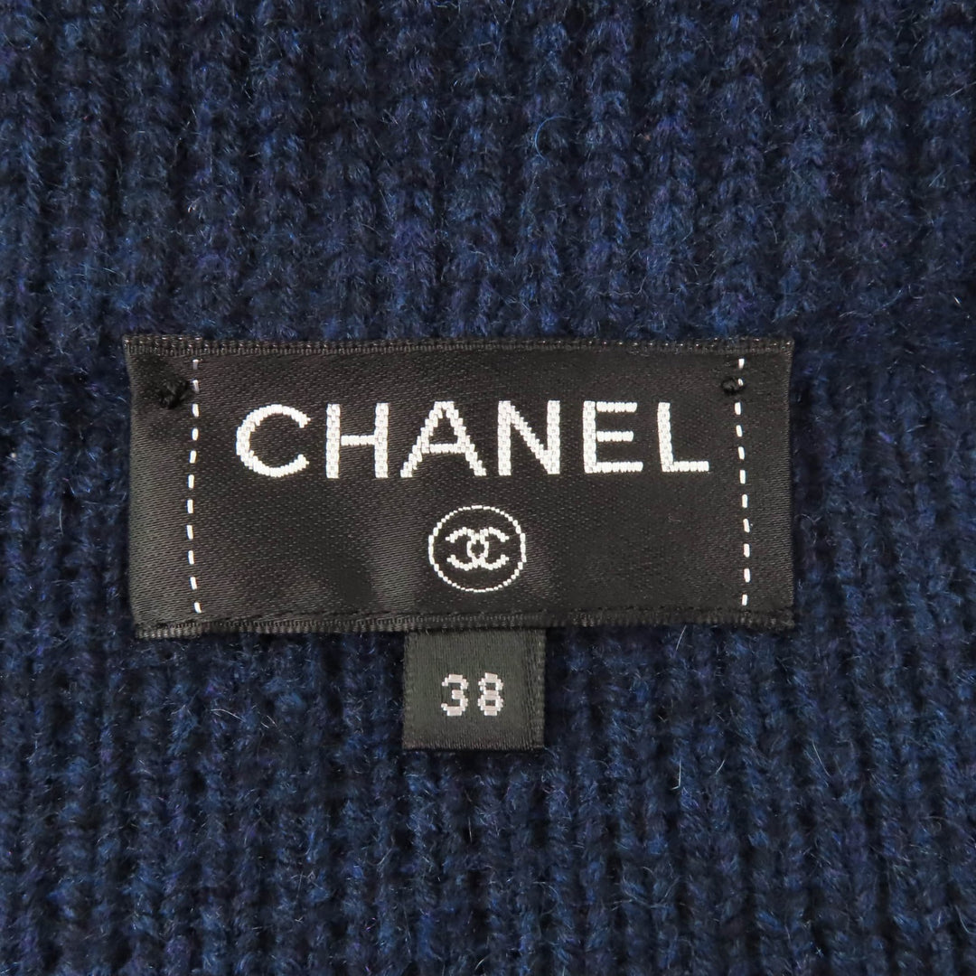 Excellent CHANEL coat GABRIELLE COCO Navy cashmere Women 38 17B P57290K07490