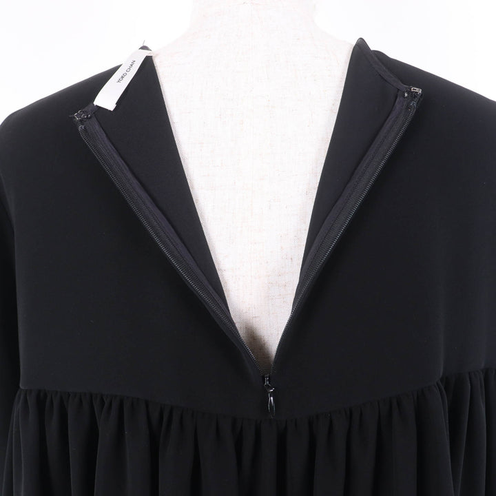 Great YOKO CHAN one piece Long sleeve flare black polyester Women 38 YCD-620-662