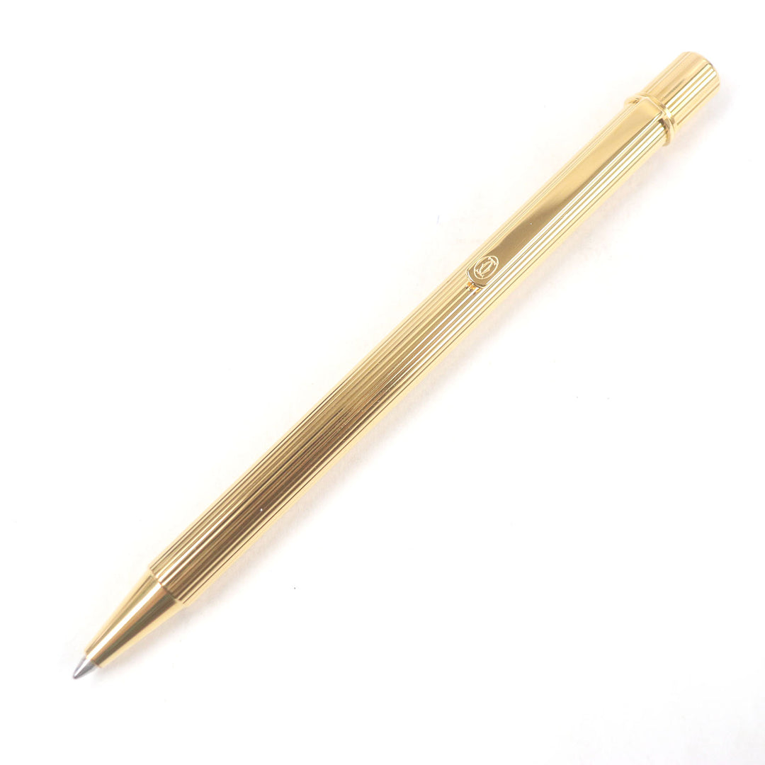 Excellent Cartier Ballpoint pen Must de Cartier Twisted Stripes gold mens
