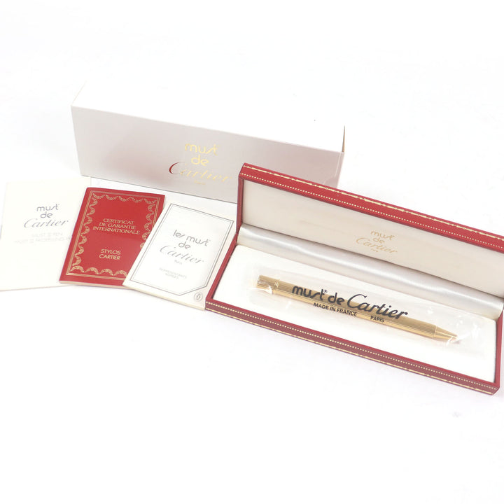 Excellent Cartier Ballpoint pen Must de Cartier Twisted Stripes gold mens