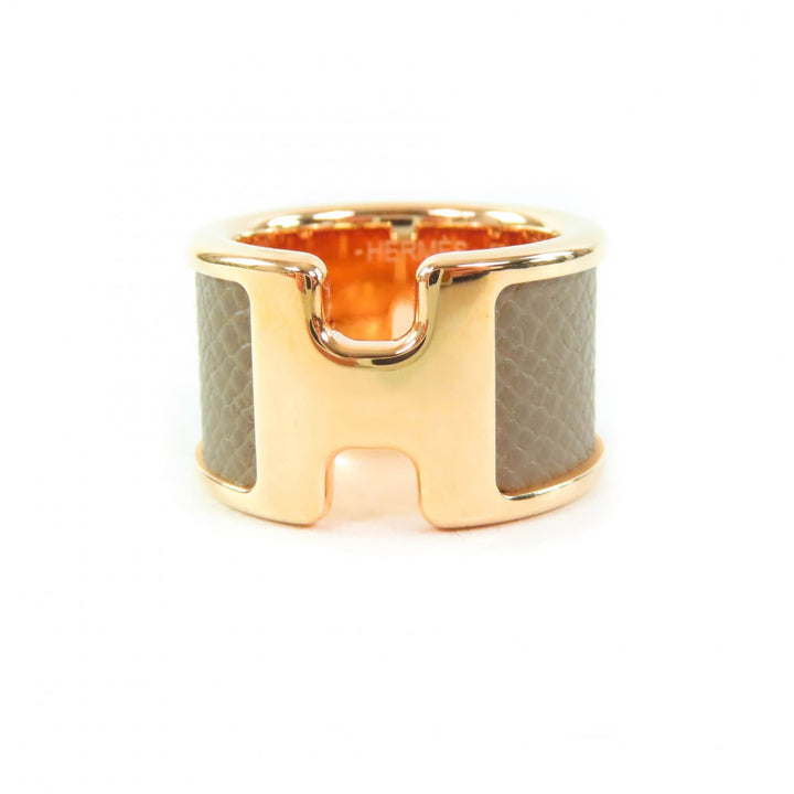 Excellent HERMES Ring Olympe GM H design Etoupe Pink Gold Women XS