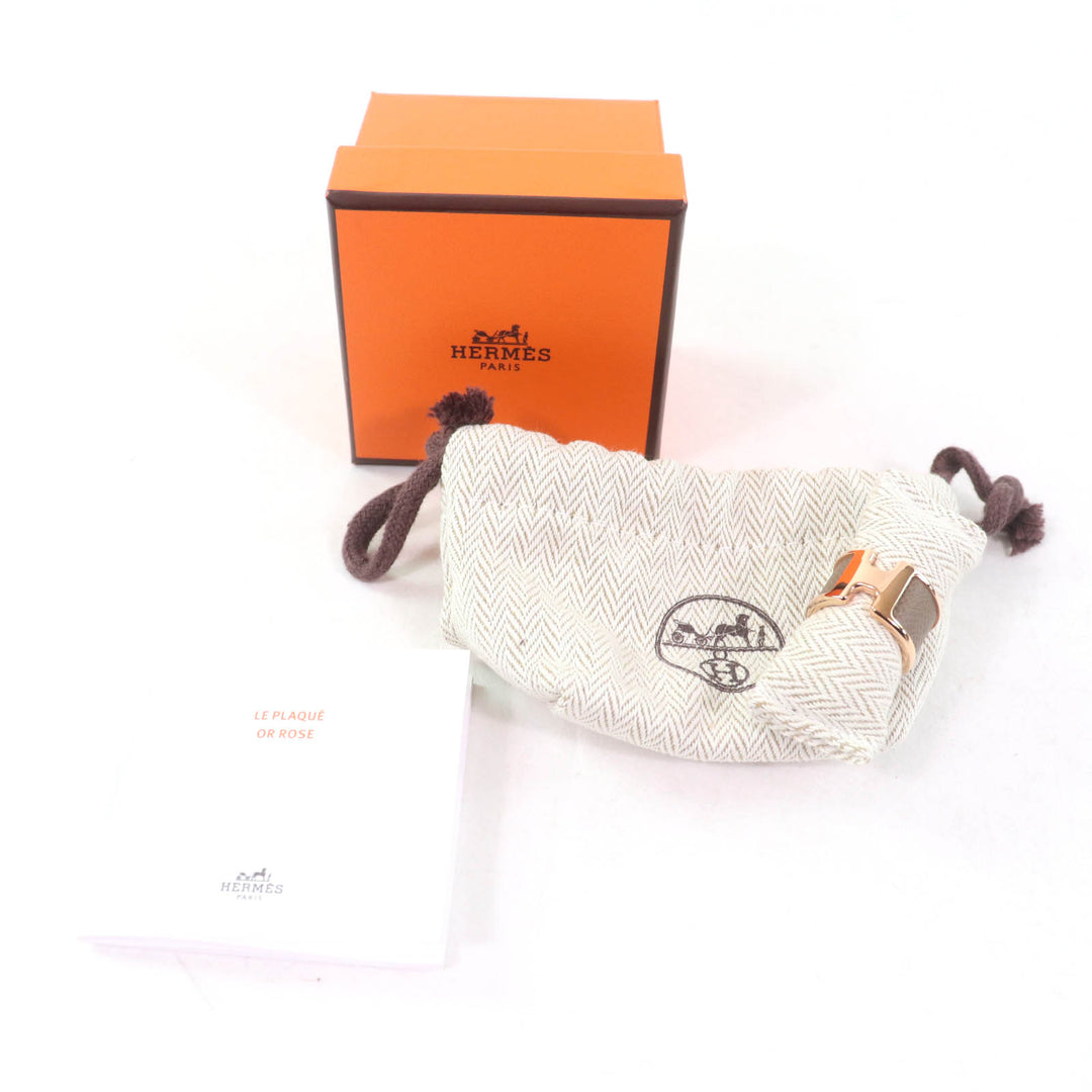 Excellent HERMES Ring Olympe GM H design Etoupe Pink Gold Women XS