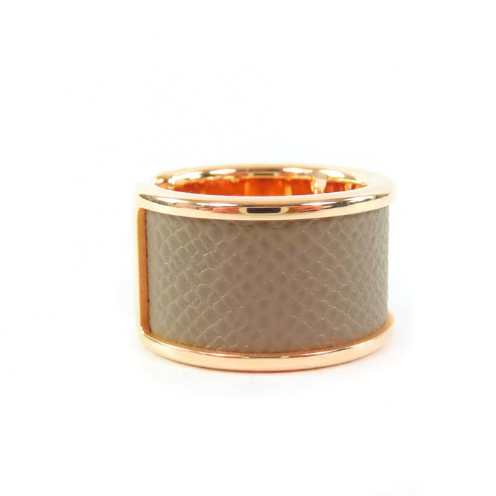Excellent HERMES Ring Olympe GM H design Etoupe Pink Gold Women XS