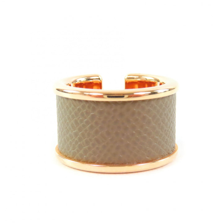 Excellent HERMES Ring Olympe GM H design Etoupe Pink Gold Women XS