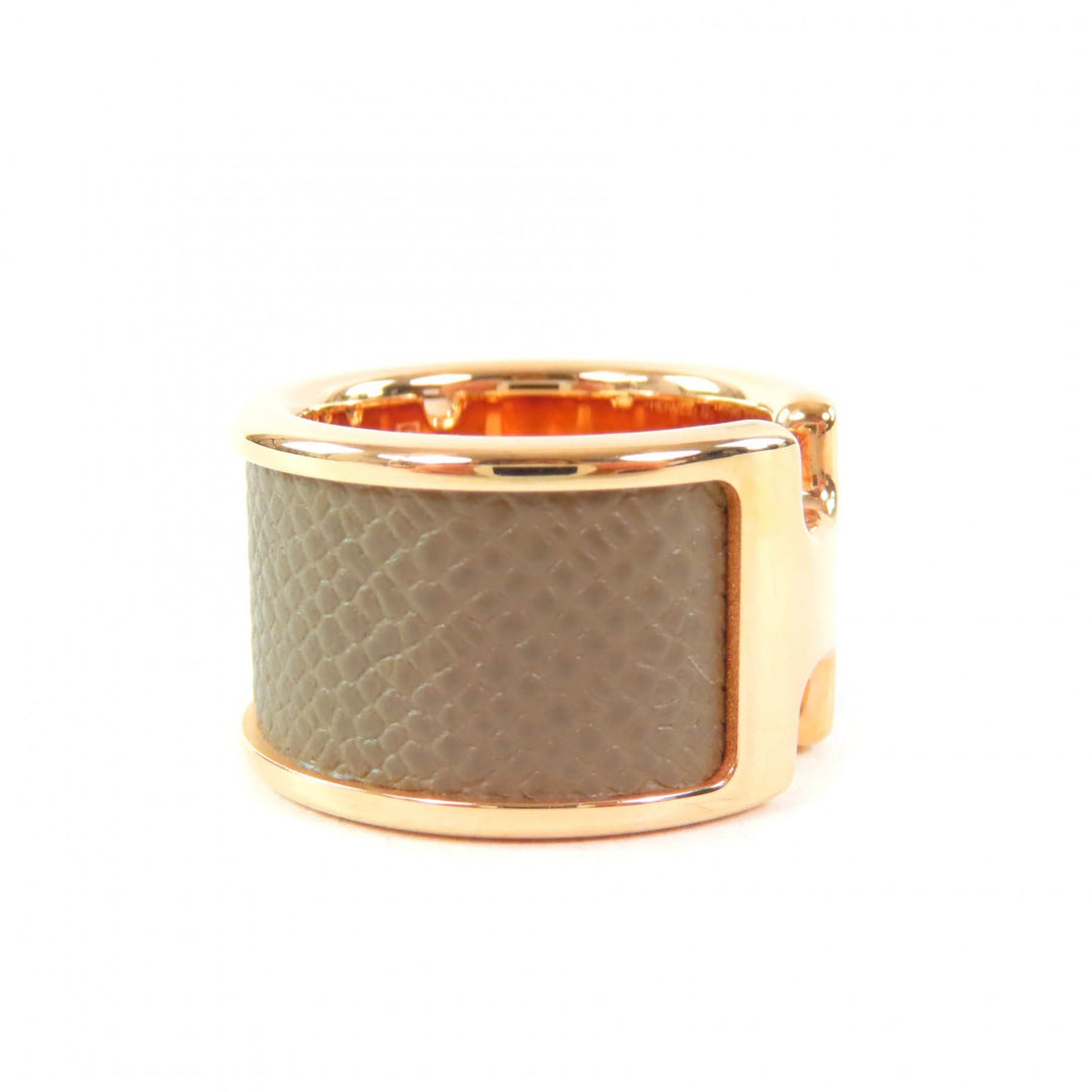 Excellent HERMES Ring Olympe GM H design Etoupe Pink Gold Women XS