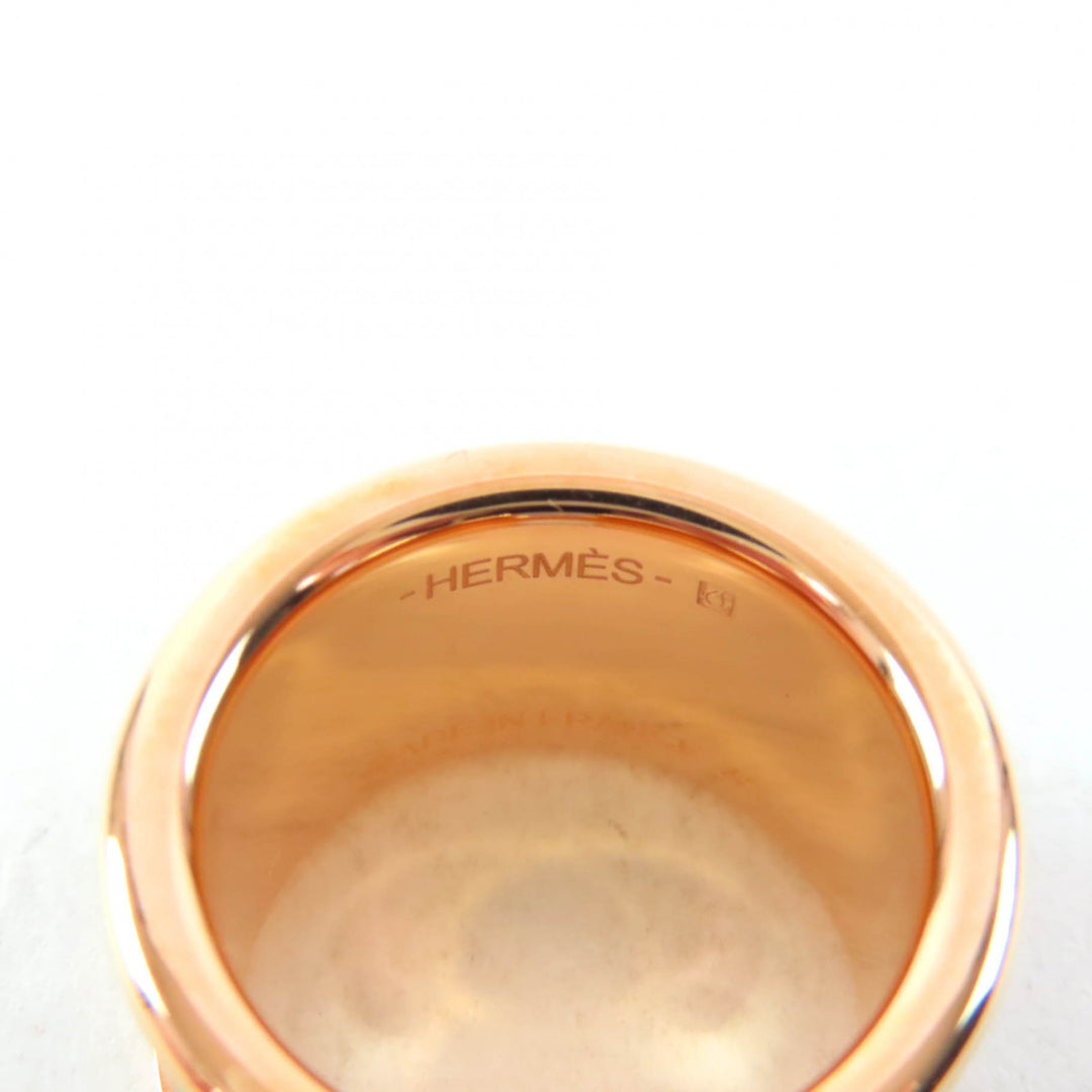 Excellent HERMES Ring Olympe GM H design Etoupe Pink Gold Women XS