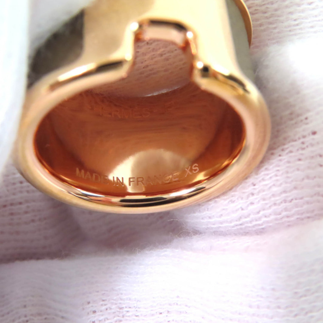 Excellent HERMES Ring Olympe GM H design Etoupe Pink Gold Women XS