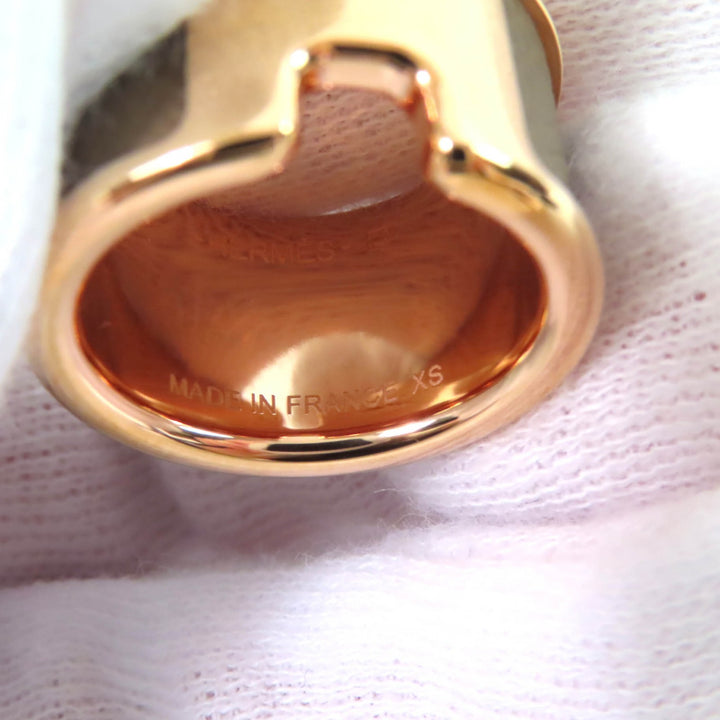 Excellent HERMES Ring Olympe GM H design Etoupe Pink Gold Women XS