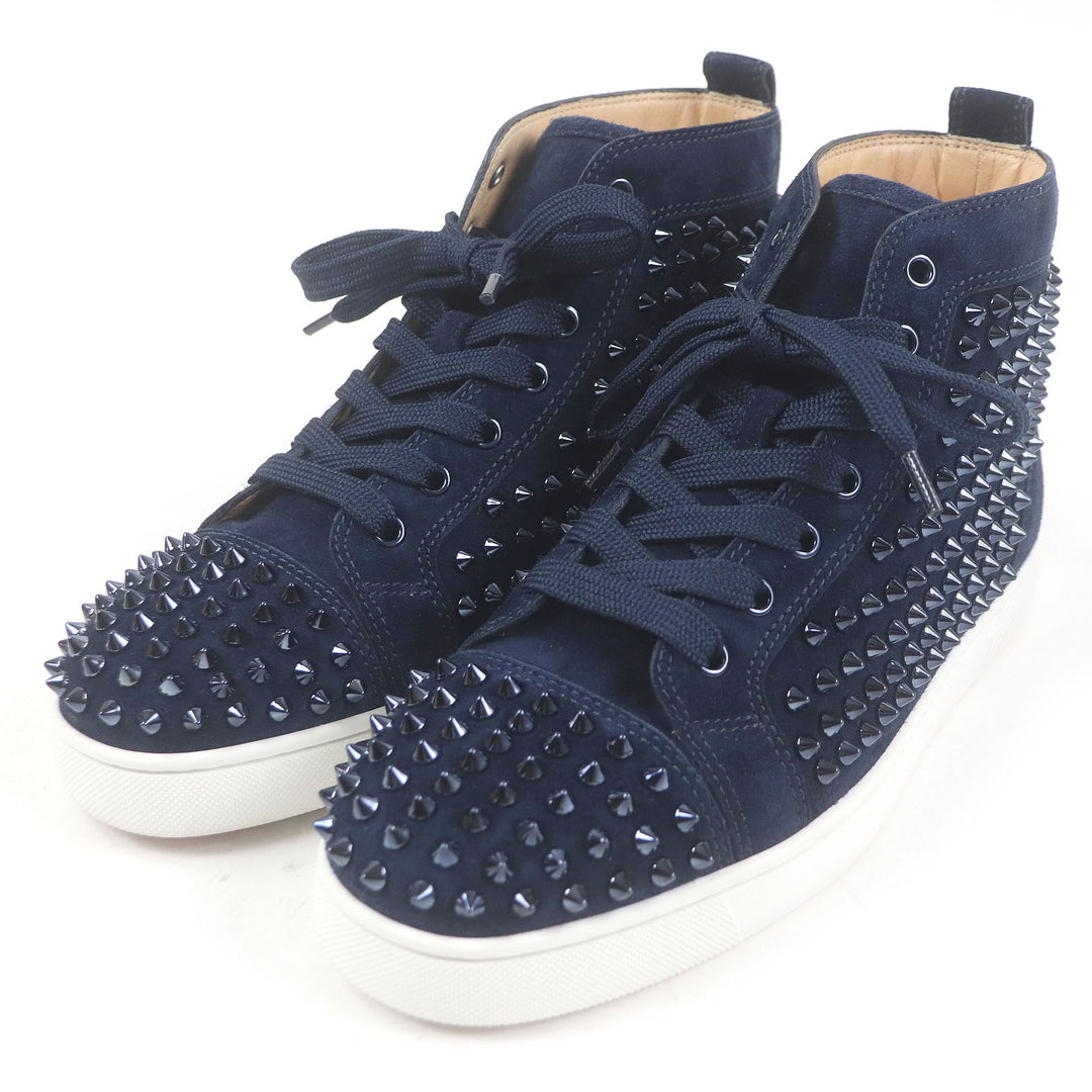 Pristine Christian Louboutin High cut sneakers LOUIS FLAT Navy Suede leather