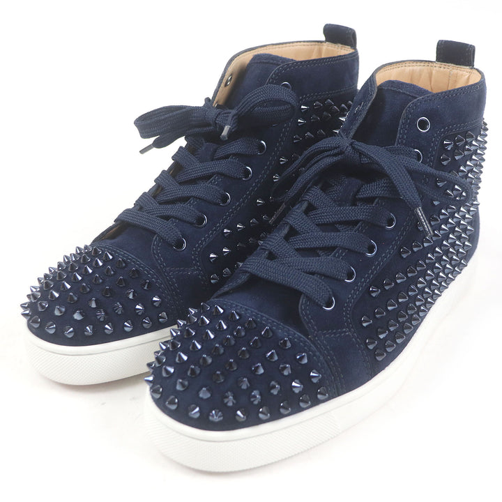 Pristine Christian Louboutin High cut sneakers LOUIS FLAT Navy Suede leather
