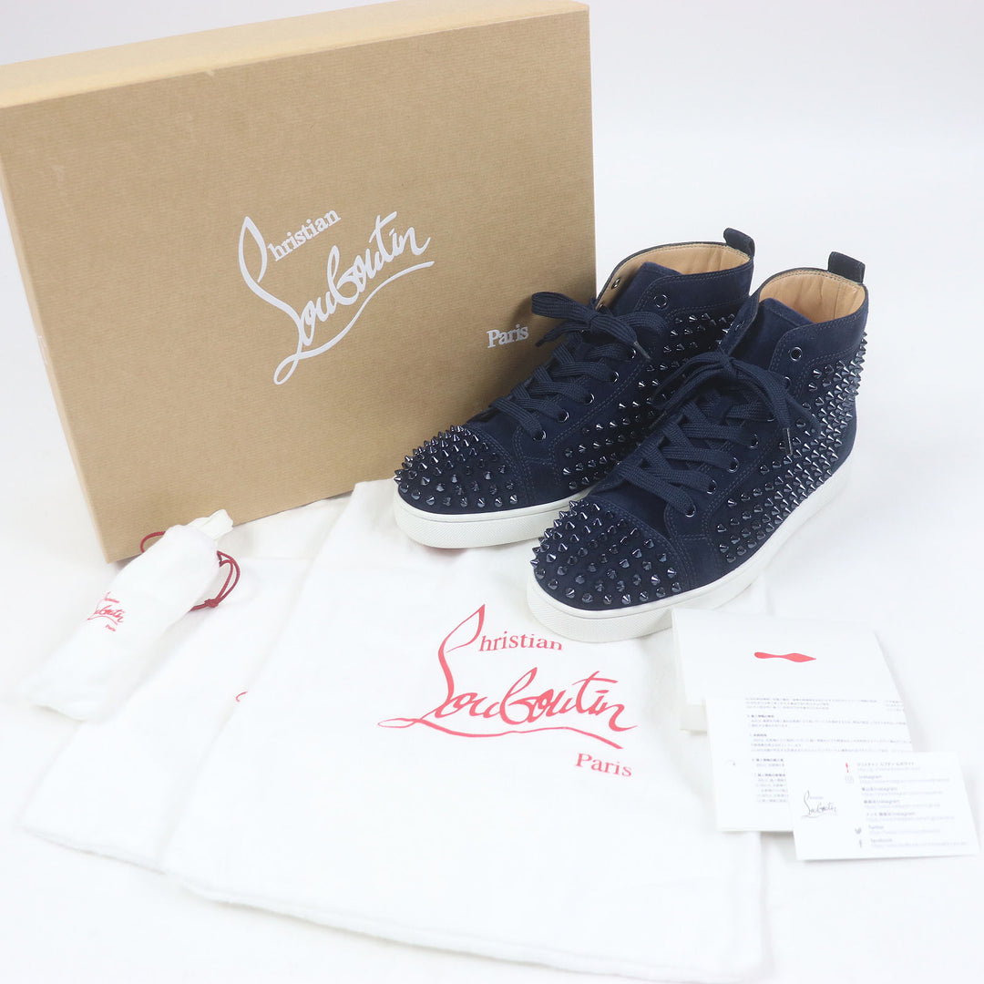 Pristine Christian Louboutin High cut sneakers LOUIS FLAT Navy Suede leather 40.5 3101212