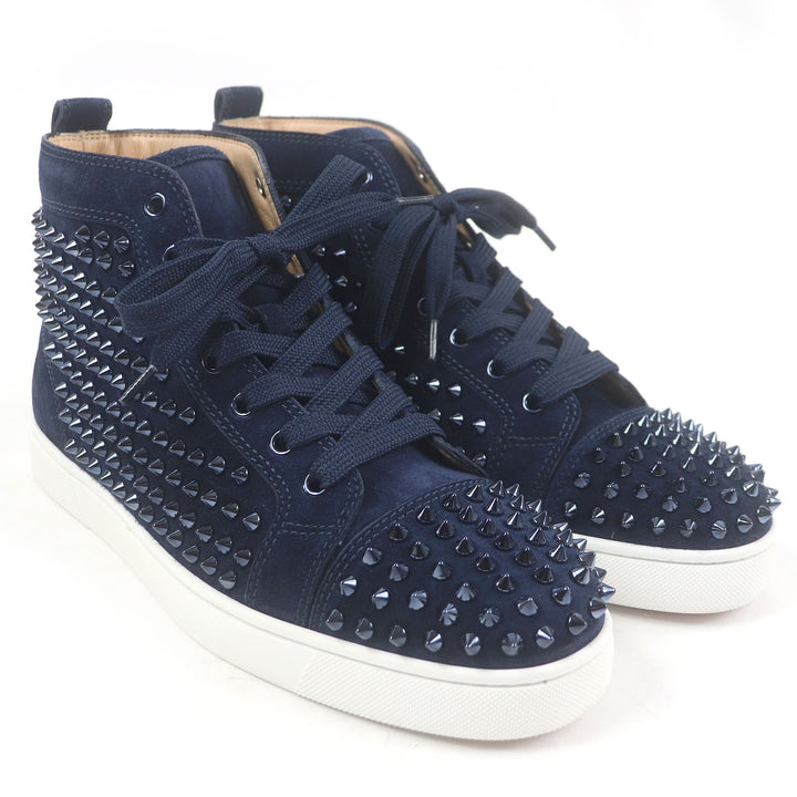 Pristine Christian Louboutin High cut sneakers LOUIS FLAT Navy Suede leather 40.5 3101212