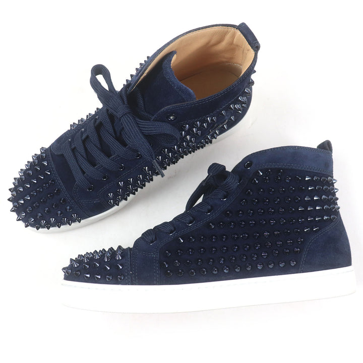 Pristine Christian Louboutin High cut sneakers LOUIS FLAT Navy Suede leather 40.5 3101212