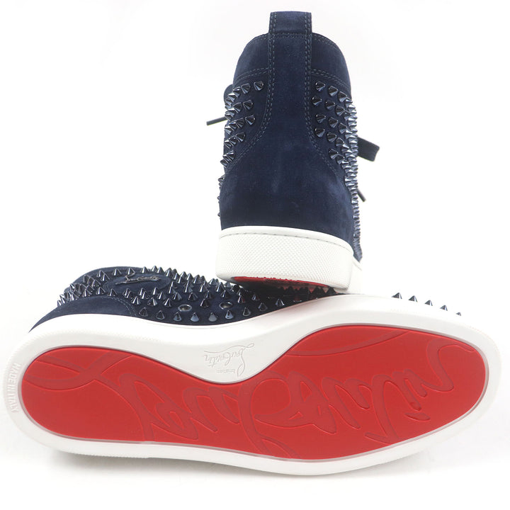 Pristine Christian Louboutin High cut sneakers LOUIS FLAT Navy Suede leather 40.5 3101212