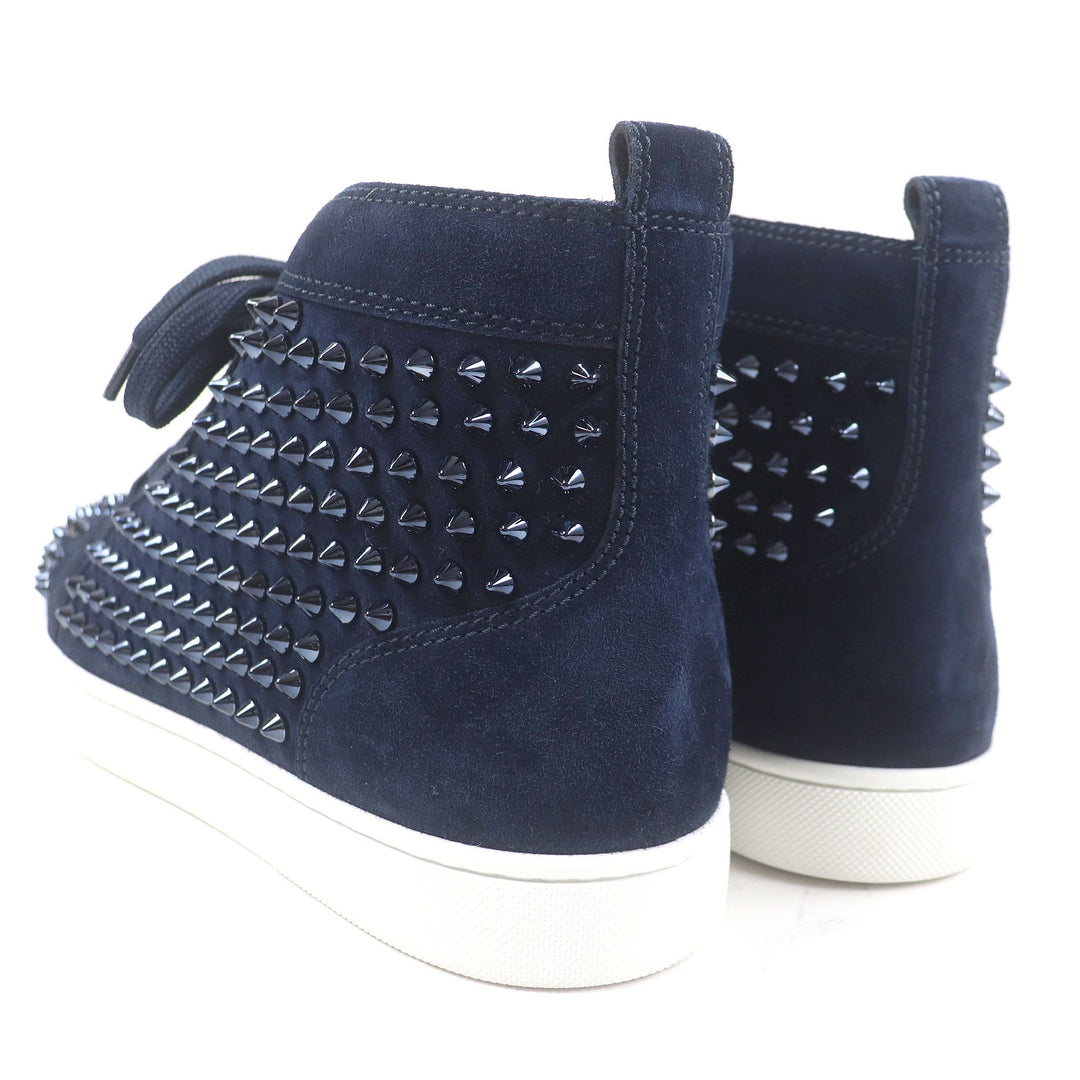 Pristine Christian Louboutin High cut sneakers LOUIS FLAT Navy Suede leather 40.5 3101212