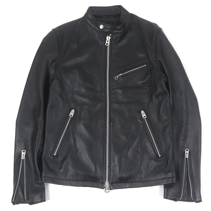 Excellent JACK ROSE Leather jacket Single stand collar black Sheep leather mens