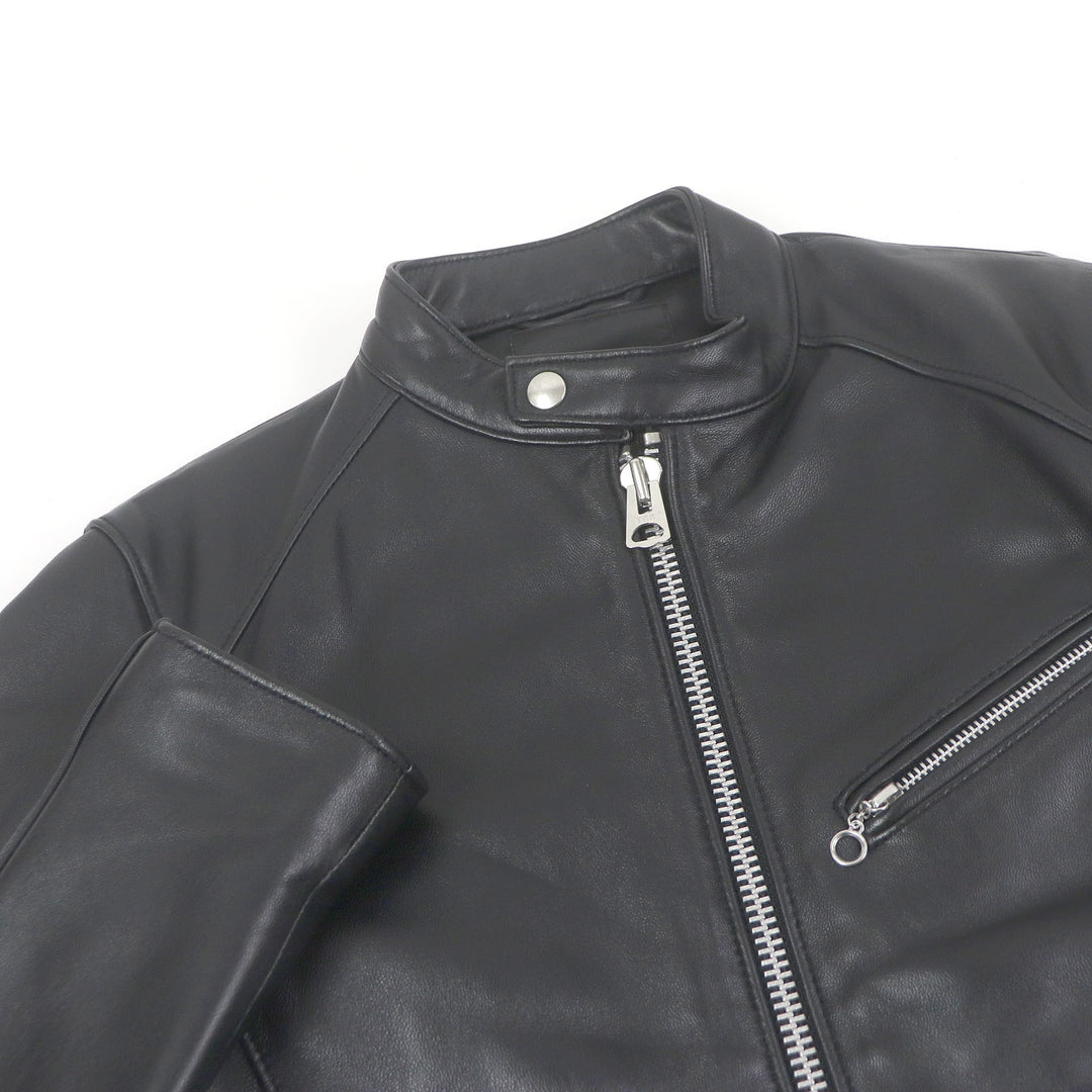 Excellent JACK ROSE Leather jacket Single stand collar black Sheep leather mens M 254703J