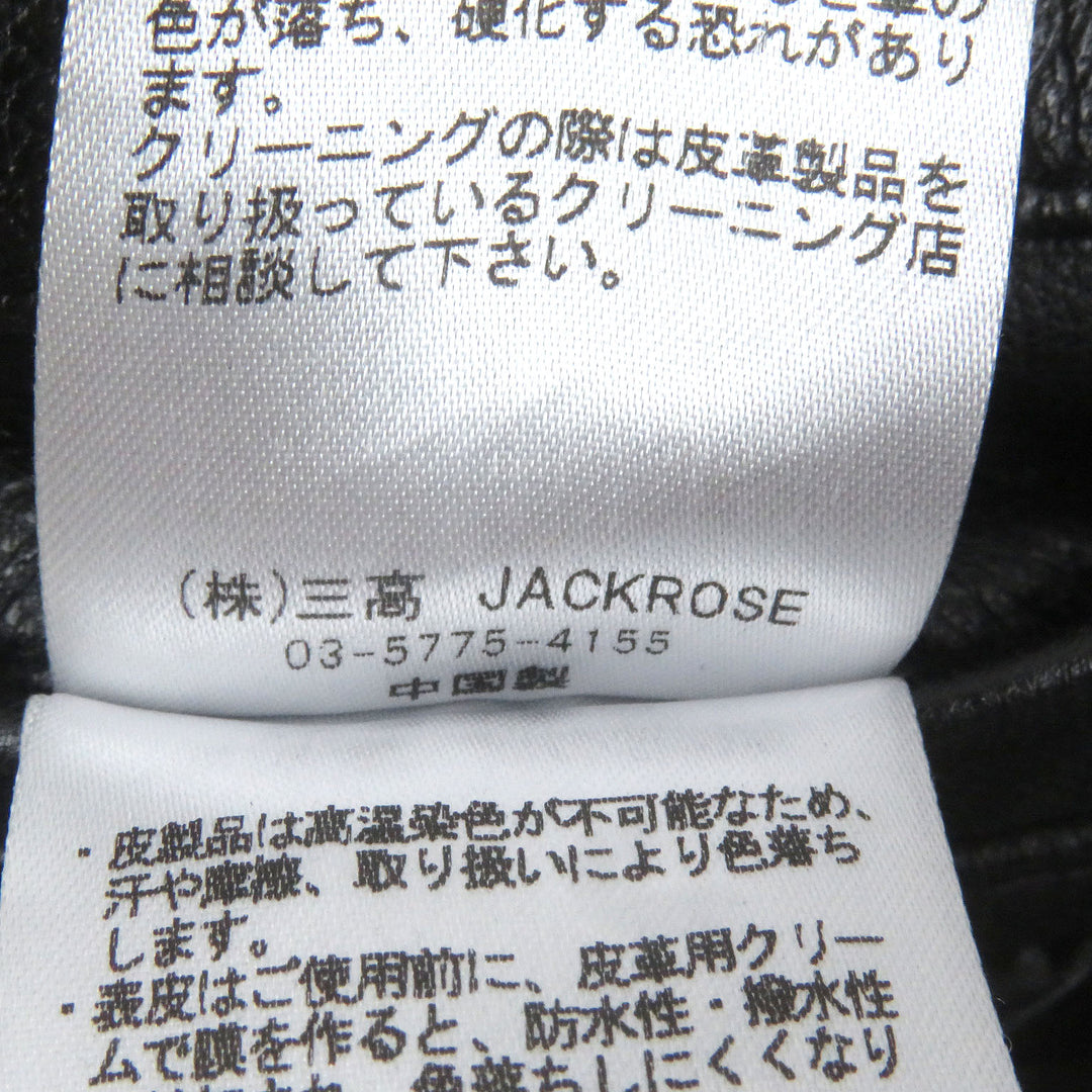 Excellent JACK ROSE Leather jacket Single stand collar black Sheep leather mens