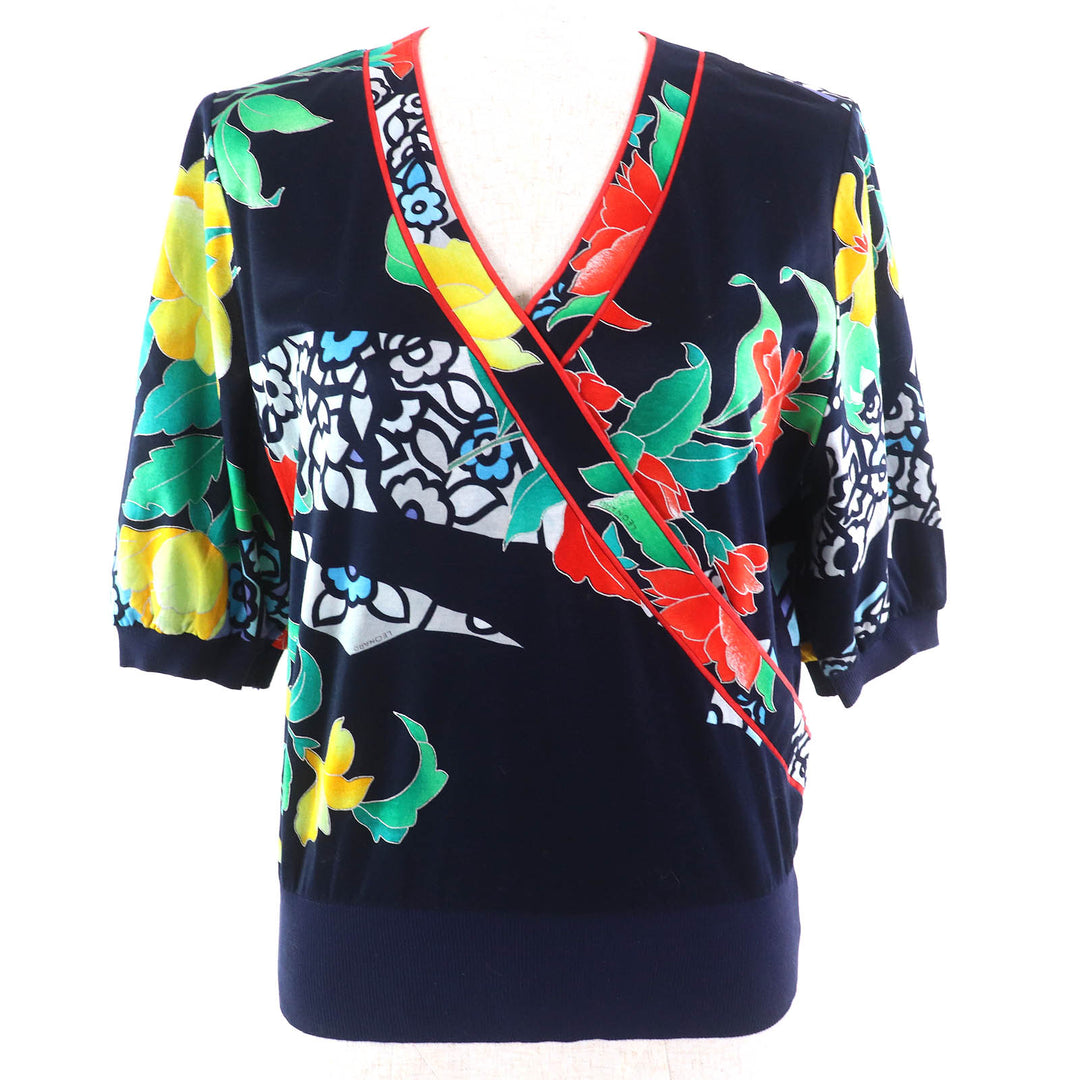 Great LEONARD FASHION T-shirt Floral print cache-coeur design V-neck